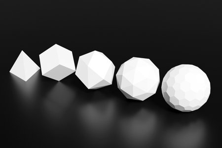 Close-up 3d yellow monocrome illustration. Different geometric shapes: cube, cylinder, sphere are placed at the same distance. Simple geometric shapes flyingの写真素材