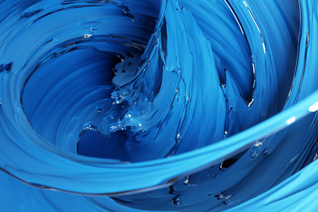 3D illustration of a abstract blue and gold background with scintillating circles and gloss. illustration beautiful. Abstract background with twirl effectの写真素材