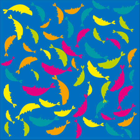 Fish pattern on a blue background. Cute fishesのイラスト素材