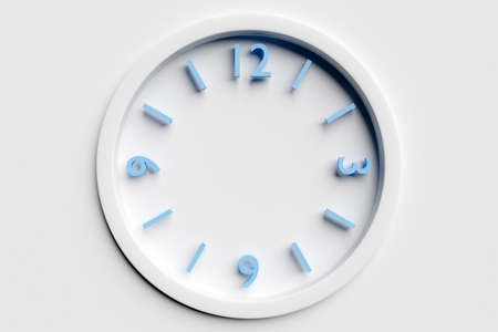 3d illustration of a round transparent clock with numbers on a white isolated background. Time conceptの写真素材