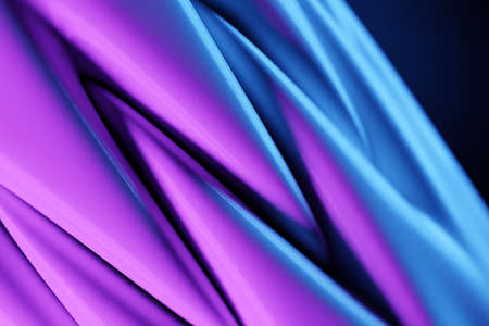 3d illustration of a wavy gate. Cartoon fangs. Abstract mesh of interwoven blue and pink wave.の写真素材