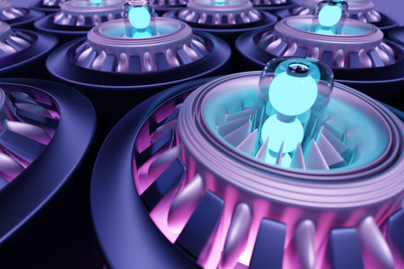 3d illustration of a futuristic part of a spacecraft turbine