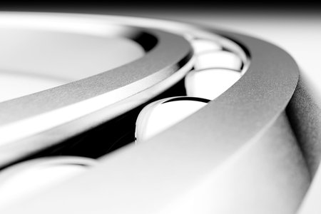 3d illustration close up of the metal ball bearing with balls on white isolated background. Bearing industrial. Part of the carの写真素材