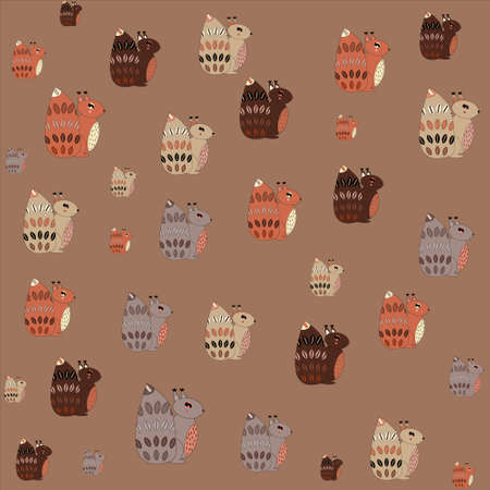 Squirrels pattern on a blue background. Cute animalsのイラスト素材