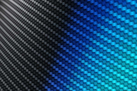 3D black carbon mesh illustration under blue light. Grunge texture. Abstract geometric chaotic grunge pattern. Bright contrast color hand drawn ornament textured background.の写真素材