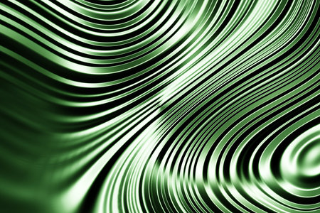 3D illustration of a green hypnotic pattern. Abstract gold background with shimmering circles and glitter. Luxurious background designの写真素材