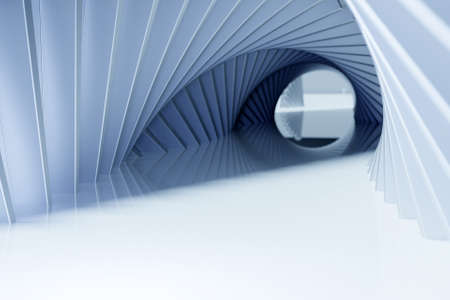 3d illustration of a portal from a circle, walkway A close-up of a round monocrome tunnel.の写真素材