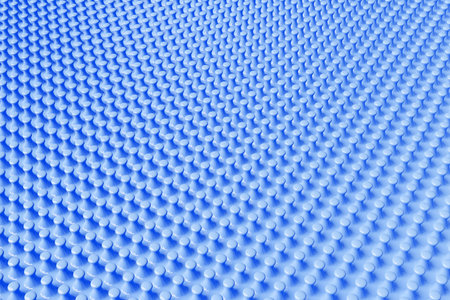 3D illustration of rows of blue bumps. A set of pimples on a monochrome background, pattern....