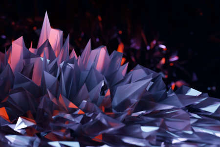 3d illustration of purple crystal, light effect of reflections and refractions. Overlay pattern for background.の写真素材