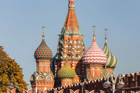 Domes of the famous Head of St. Basil's Cathedral on Red square, Moscowの写真素材