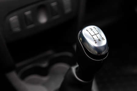 close-up of the accelerator handle and buttons. automatic transmission gear of car, car interiorの写真素材