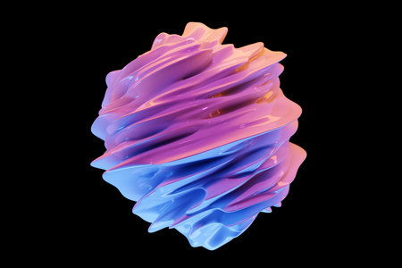 3D illustration of a abstract pink and blue background with scintillating circles and gloss. illustration beautiful. twirl effectの写真素材