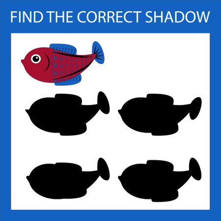 Developing activity for children, find a pair among identical of fishes. Logic game for children.のイラスト素材