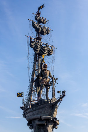Moscow, Russia - October 13, 2021: city center and the monument to Peter the Great. Statue of Peter the Great - monumentのeditorial素材