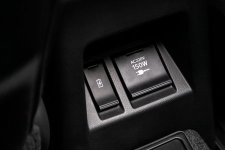 Close up of a charging in the car, usb connectors