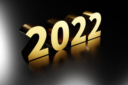 3d illustration Happy new year 2022 background template. Holiday volumetric vector illustration of...