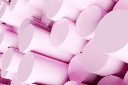 3d illustration of pink tubes. Set of shapes on monocrome background, pattern. Geometry backgroundの写真素材