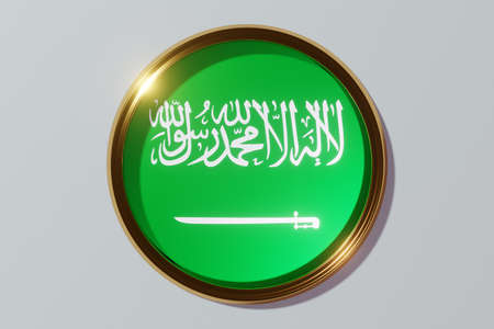 The national flag of Saudi Arabia in the form of a round window. Flag in the shape of a circle. Country icon.の写真素材
