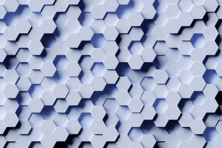 3d illustration of blue tubes. Set of shapes on monocrome background, pattern. Geometry backgroundの写真素材