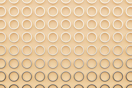 3d illustration of beige round, polygones. Set of shapes on monocrome background, pattern. Geometry backgroundの写真素材