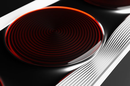3D illustration of technological circle similar to the burners on a black background. Simple...