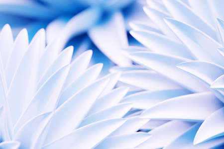 3d close-up illustration of delicate blue peony or chrysanthemum flower bloomingの写真素材