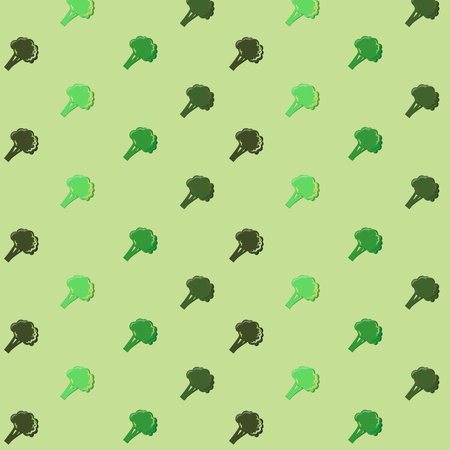 Vegetables broccoli pattern on a green background. Cute vegetablesのイラスト素材