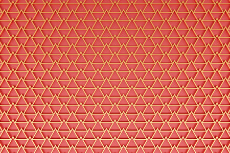 3d illustration of rows of gold polygones. Parallelogram pattern. Technology geometry backgroundの写真素材