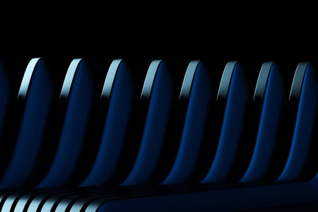 3d illustration of blue glowing color lines. Musical line equalizers. Technology geometry...