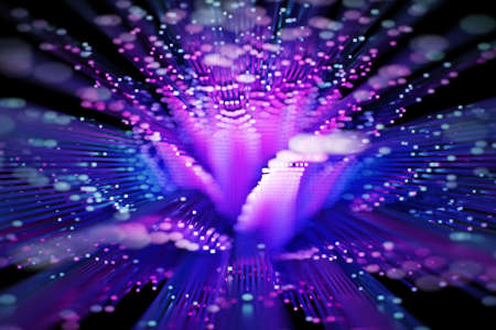 3d illustration of close up purple futuristic flower on black isolated backgroundの写真素材