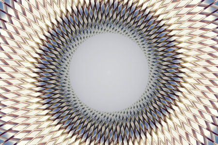 Abstract dynamic round shape with mesh on monocrone isolated background. 3D illustration and rendering. Elegant line background.の写真素材