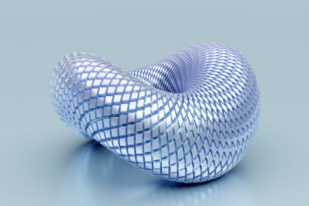 3D illustaration of a blue torus. Fantastic cell.Simple geometric shapesの写真素材