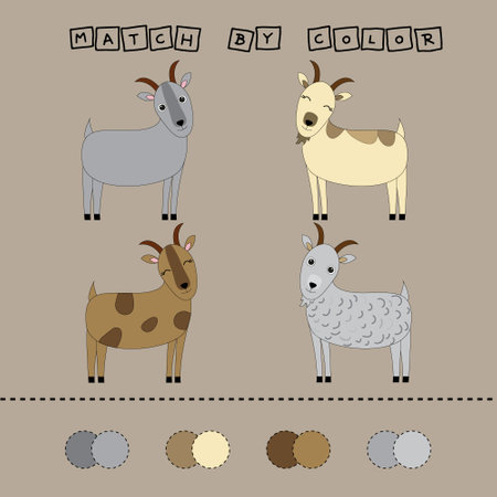 Developing activity for children - match the goat by color. Logic game for children.のイラスト素材