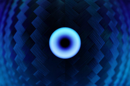 3d illustration close-up glowing circle on blue quarry background