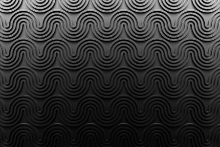 3d illustration of a classic black abstract background with wave lines. PRint from the waves. Modern...