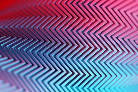 3d Illustration rows of red and blue lines. Geometric background, weave pattern.