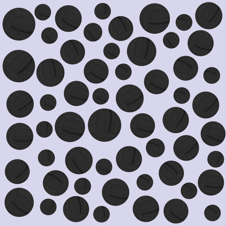 Pattern from black medicine balls on a purple background. Background with sports themeのイラスト素材