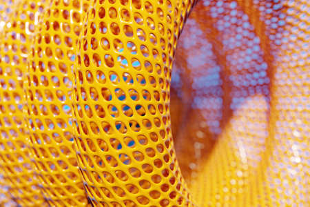 3D illustaration of a yellow torus. Fantastic cell.Simple geometric shapesの写真素材