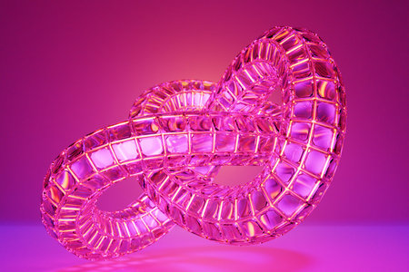 3d illusion pink isometric abstract shapes colorful shapes intertwined. 3D illustration
