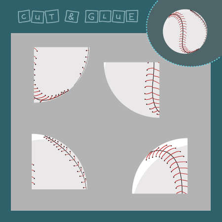 Vector illustration of a baseball assemble from parts. paper game for preschoolers developmentのイラスト素材