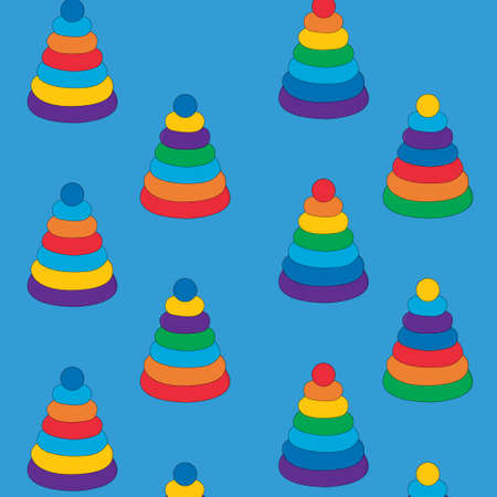 Pattern from multi-colored pyramids on a monochrome background. cute toys for little kids pattern, design for kidsのイラスト素材
