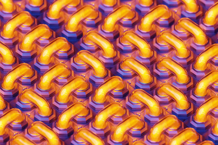 3D illustration of a geometric volumetric abstract background with figures similar to door handles....