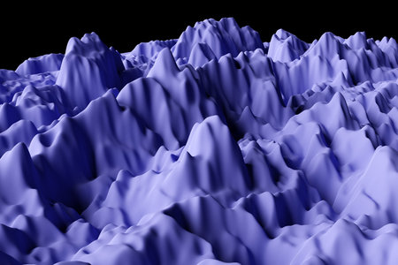 Illustrations 3D purple volumetric background similar to smooth soft mountains. Technological...