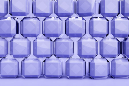 3d illustration of purple cubes. Set of squares on monocrome background, pattern. Geometry...