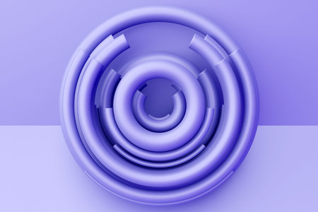 3D rendering abstract very purple round fractal, portal. Colorful round spiral.の写真素材
