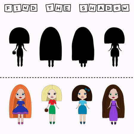 Developing activity for children, find a pair among identical of dolls. Logic game for children.のイラスト素材