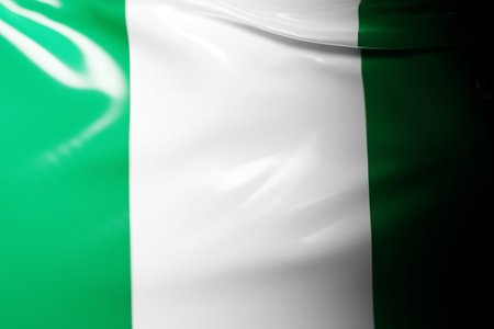 3D illustration of the national waving flag of Nigeria. Country symbol.の写真素材