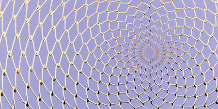3D illustration silver metal mesh. Bright contrast color hand drawn ornament textured background.