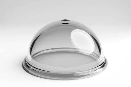 3d illustration of a glass jar for dishes on a white backgroundの写真素材