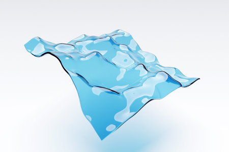 3d illustration of a stereo blue strip. Geometric stripes similar to waves. Abstract glowing...